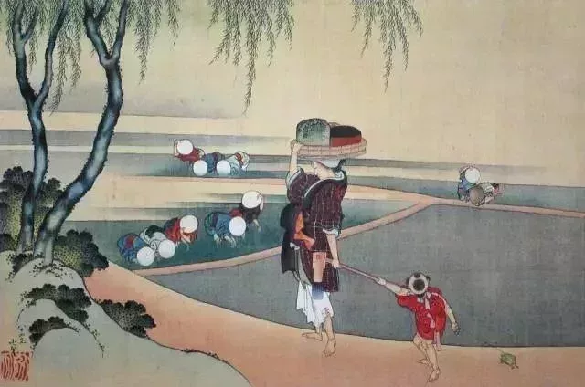 插秧圖,天保14年(1843),北齋83歲作品
