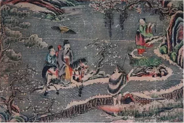 姑蘇版畫《踏雪尋梅圖》, 約乾隆年間