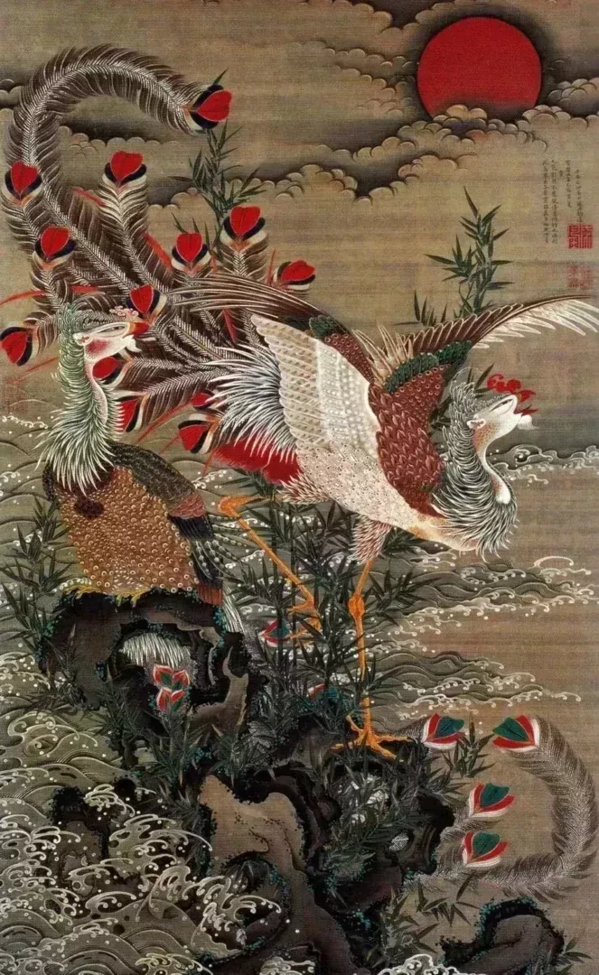 《旭日鳳凰圖》,伊藤若衝日本宮內廳藏