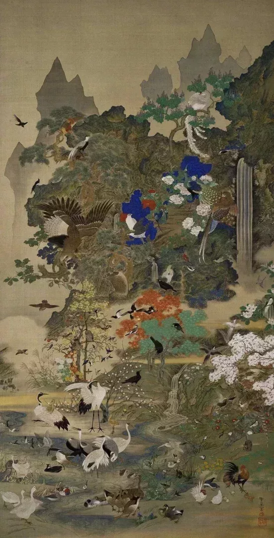 《百鳥百獸圖》,鈴木其一。絹本設色美國The Catherine and Thomas Edson Collection