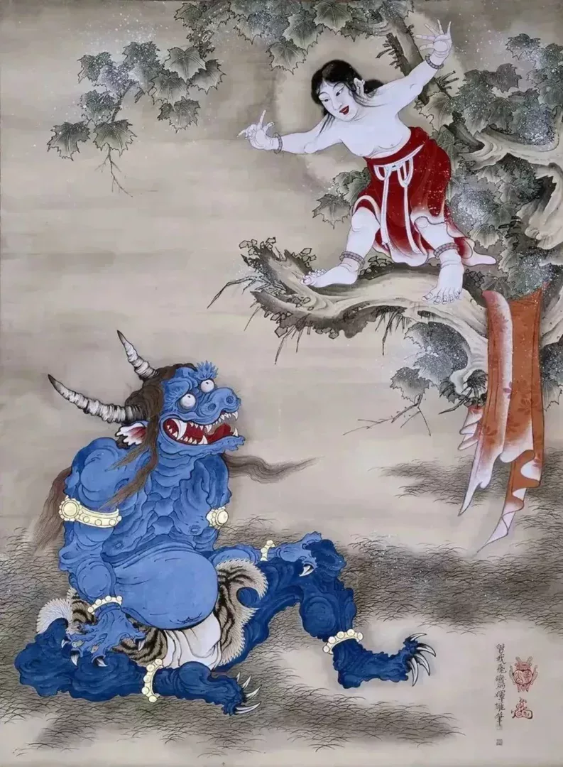 《雪山童子圖》,曾我蕭白。紙本着色。日本三重縣繼松寺藏