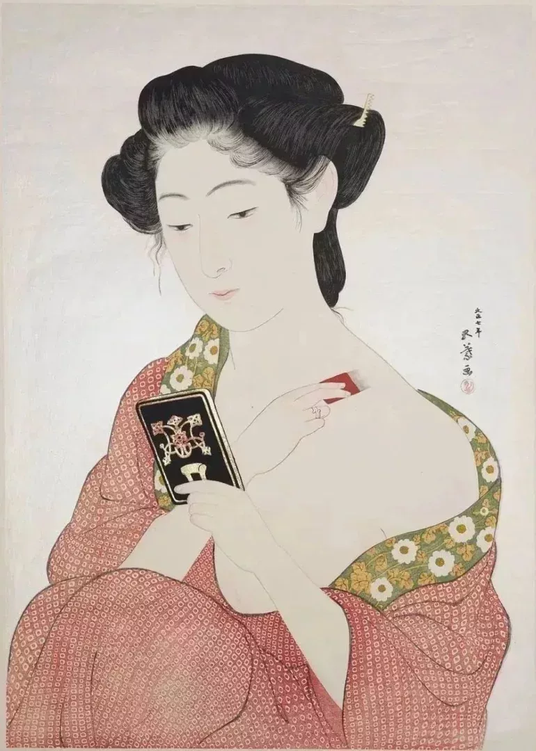 《大正的女人》之《化妝的女人》,1918年4月。橋口五葉