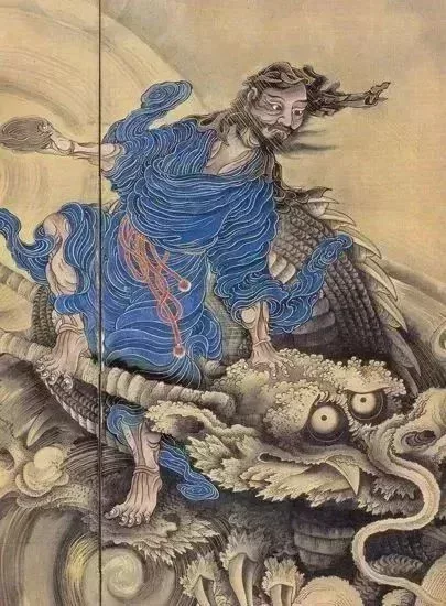 《羣仙屏風圖》局部。據稱畫的是呂洞賓降龍