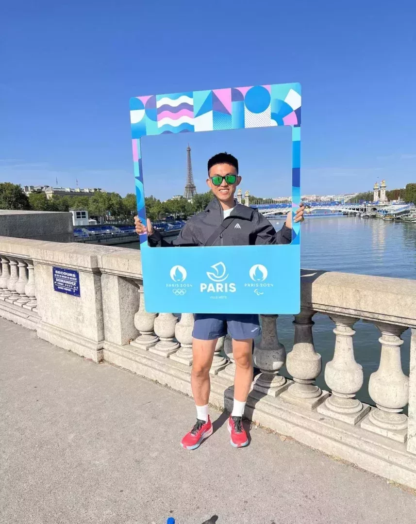 2024年8月9日,已經抵達巴黎的楊浩冰。