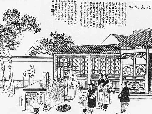 中秋祭月銅版畫(《點石齋畫報》)
