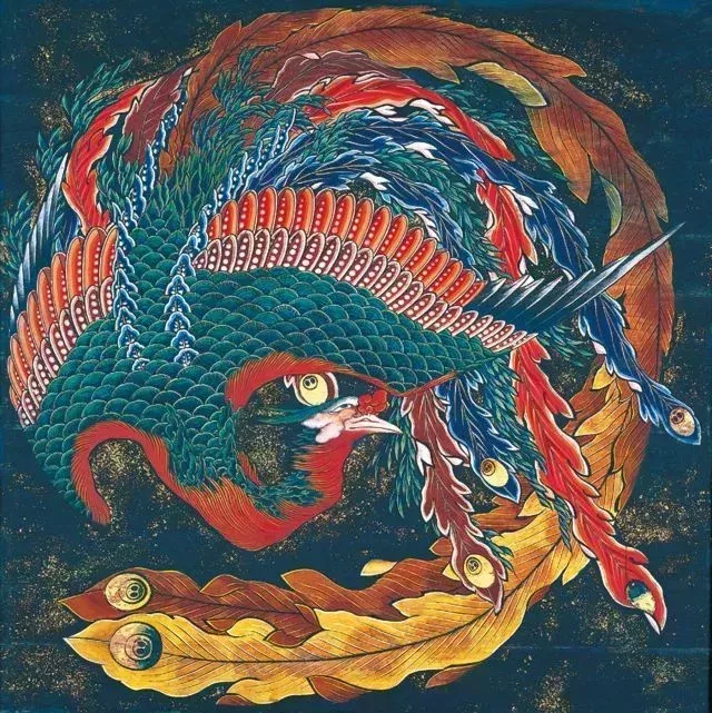 東町祭屋臺天井繪之鳳圖,天保15年(1844),北齋84歲作品
