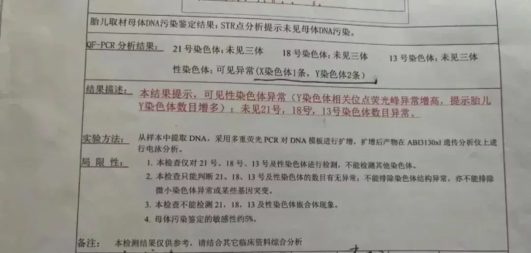 ●一位講述者提供的孕期檢測報告。