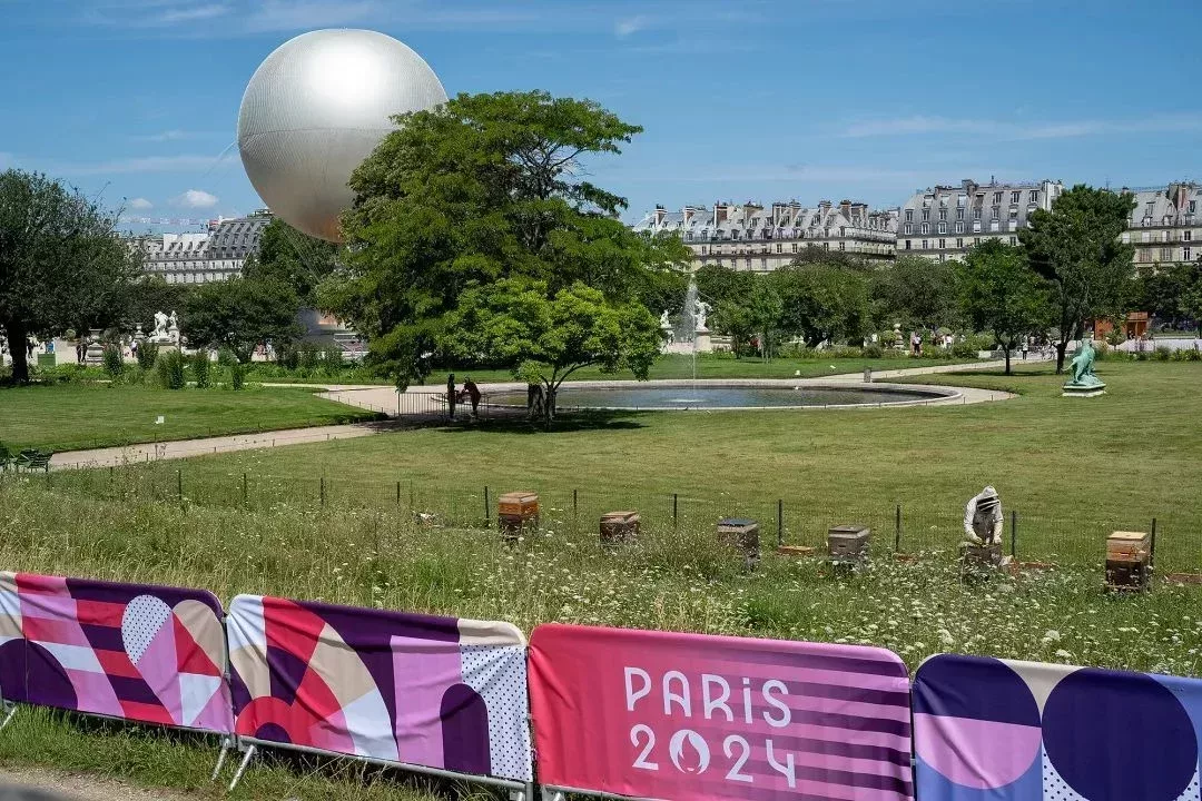 當地時間2024年7月28日,法國巴黎,杜樂麗花園的奧運主火炬。