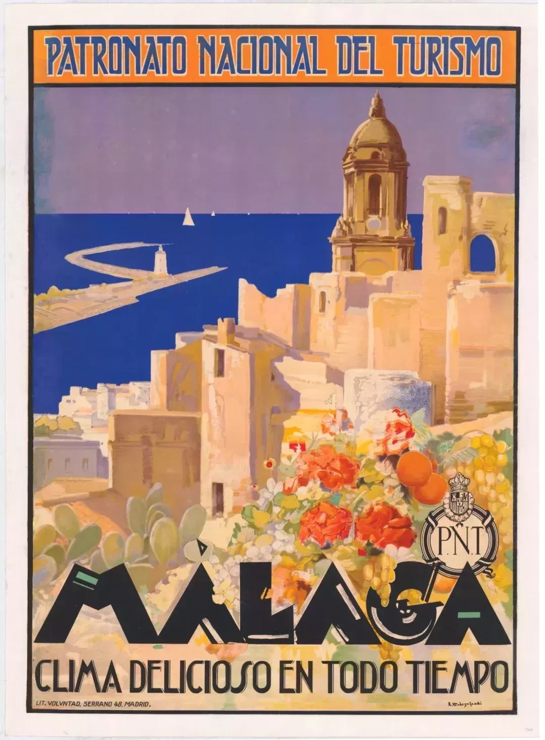 1929年西班牙旅遊宣傳海報:馬拉加