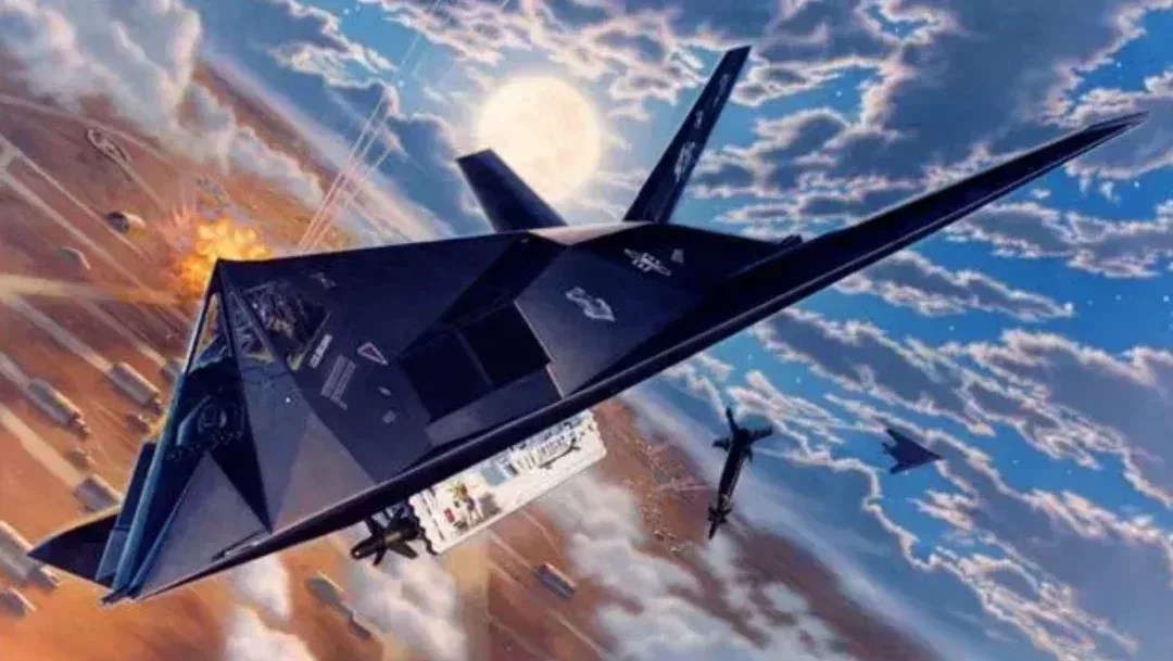 ◇ 圖爲復原插畫中F-117“夜鷹”空襲伊拉克