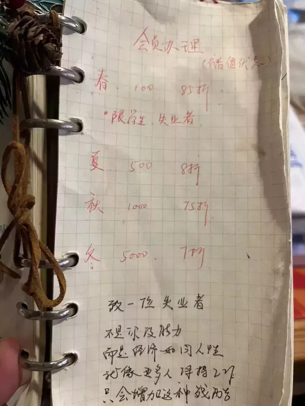 書店手寫的會員規則。