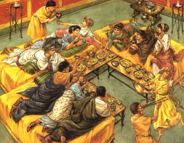 ◇ 圖爲享受美食的羅馬人